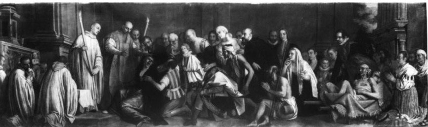 San Bernardo libera un'ossessa, San Bernardo libera un'ossessa (dipinto, opera isolata) di Damini Pietro (prima metà sec. XVII)