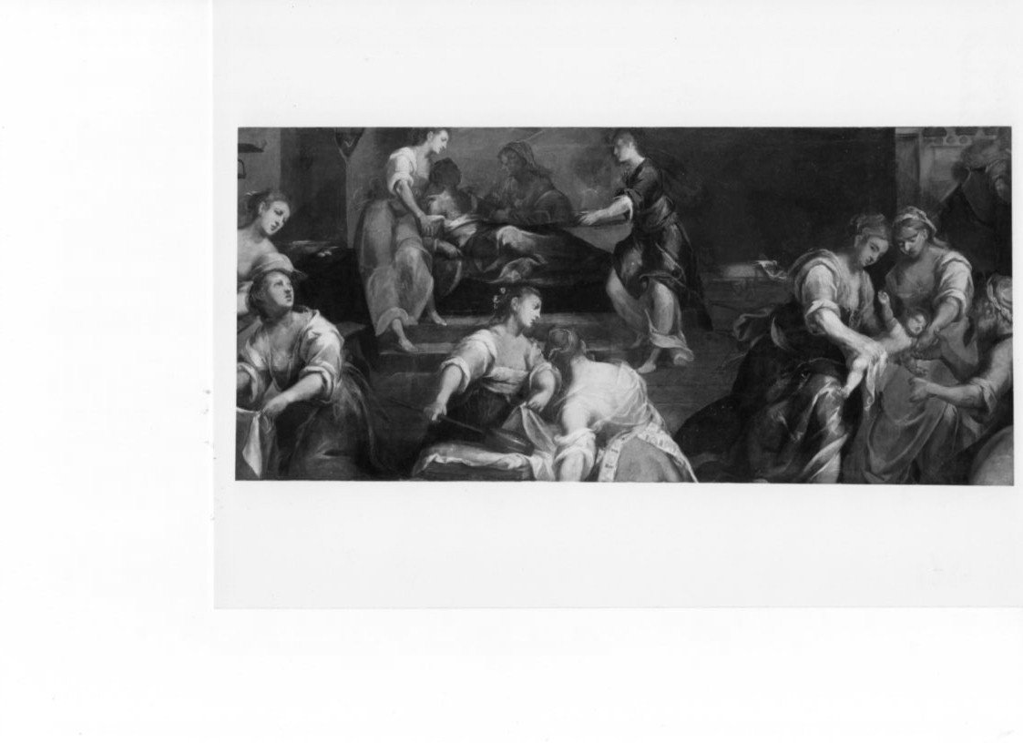 nascita di Maria Vergine, nascita di Maria Vergine (dipinto, opera isolata) di Foler Antonio (secc. XVI/ XVII)