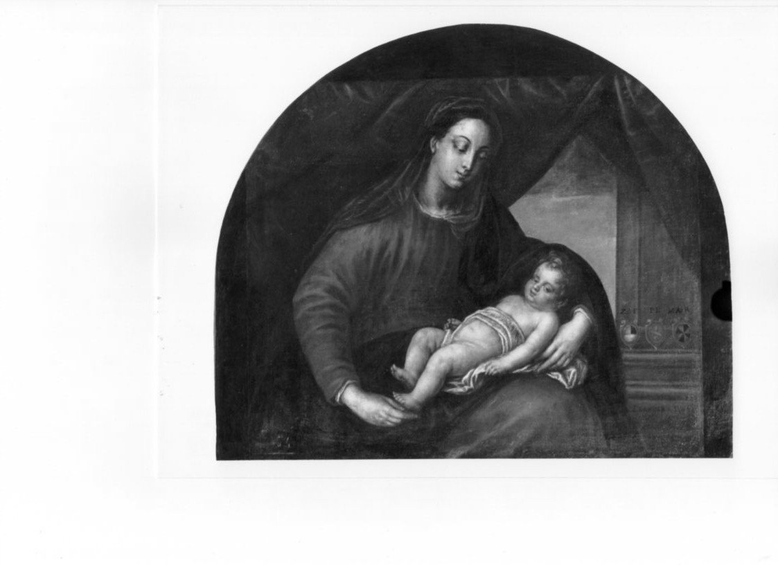 Madonna con Bambino, Madonna con Bambino (dipinto, opera isolata) di Da Ponte Leandro detto Leandro Bassano (fine sec. XVI)