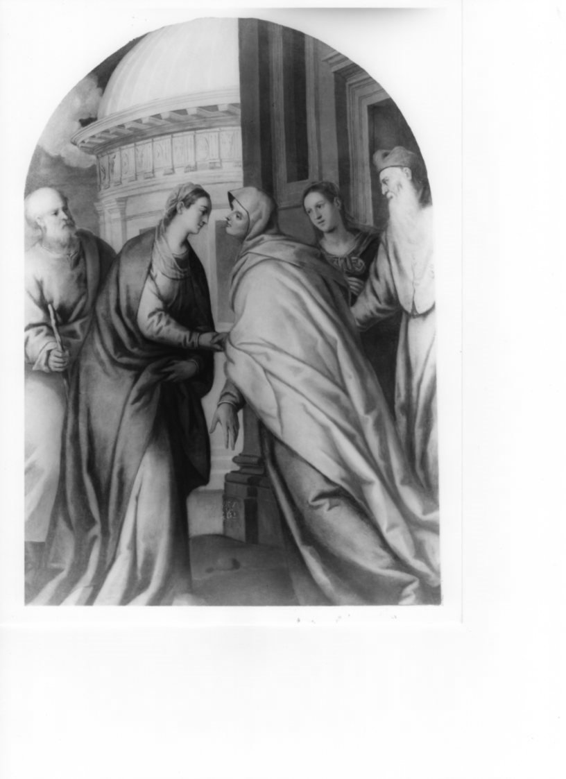 visitazione, visitazione (dipinto, opera isolata) di Ridolfi Carlo (scuola) (sec. XVII)