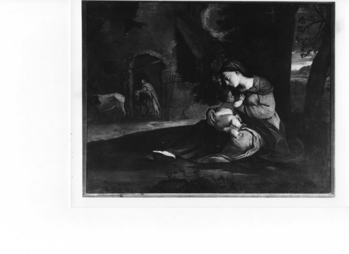 riposo nella fuga in Egitto, riposo nella fuga in Egitto (dipinto, opera isolata) - ambito veronese (fine sec. XVII)