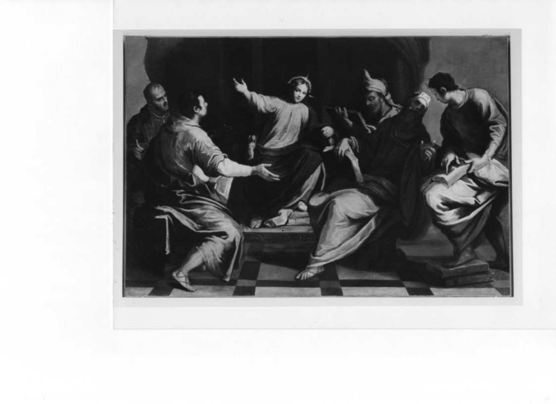 disputa di Gesù con i dottori nel tempio, disputa di Gesù con i dottori nel tempio (dipinto, opera isolata) di Ridolfi Carlo (secc. XVI/ XVII)
