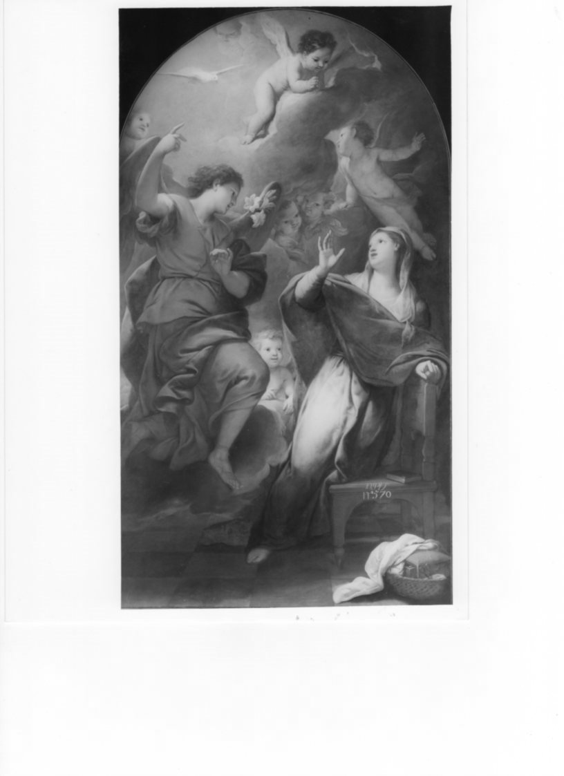 Annunciazione, Annunciazione (dipinto, opera isolata) di Lazzarini Gregorio (fine sec. XVII)