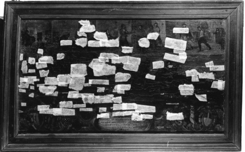 insegna di dell'arte dei bastoneri e venditori di vino, insegna di un'arte (dipinto, opera isolata) - ambito veneto (terzo quarto sec. XVI)