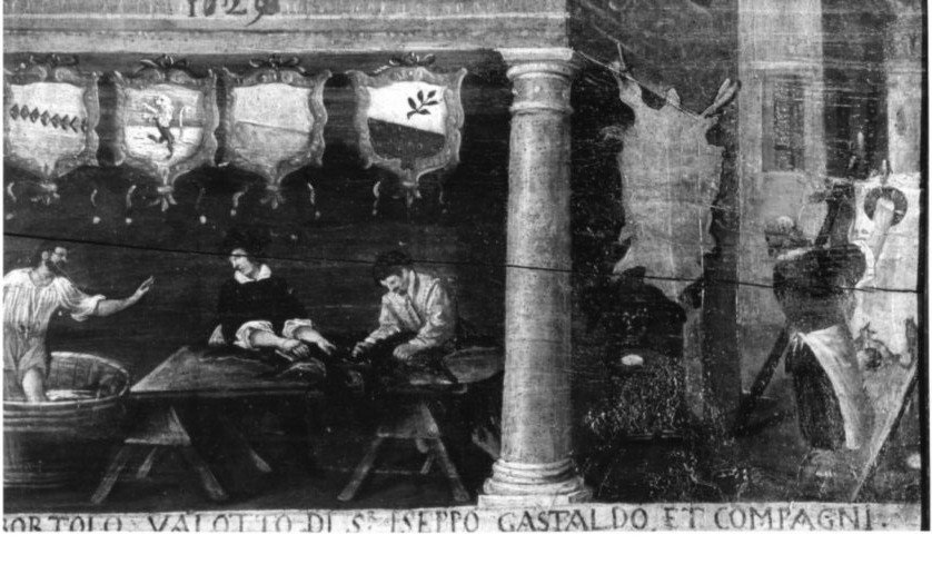 insegna dell'arte dei conciapelle, insegna di un'arte (dipinto, opera isolata) - ambito veneto (secondo quarto sec. XVII)