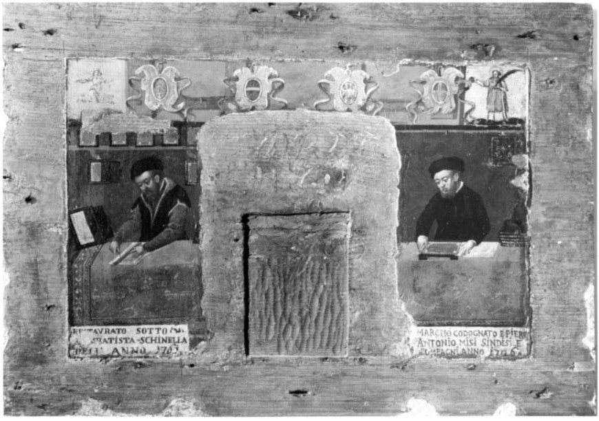 insegna dell'arte dei librai, insegna di un'arte (dipinto, opera isolata) - ambito veneto (secondo quarto sec. XVIII)