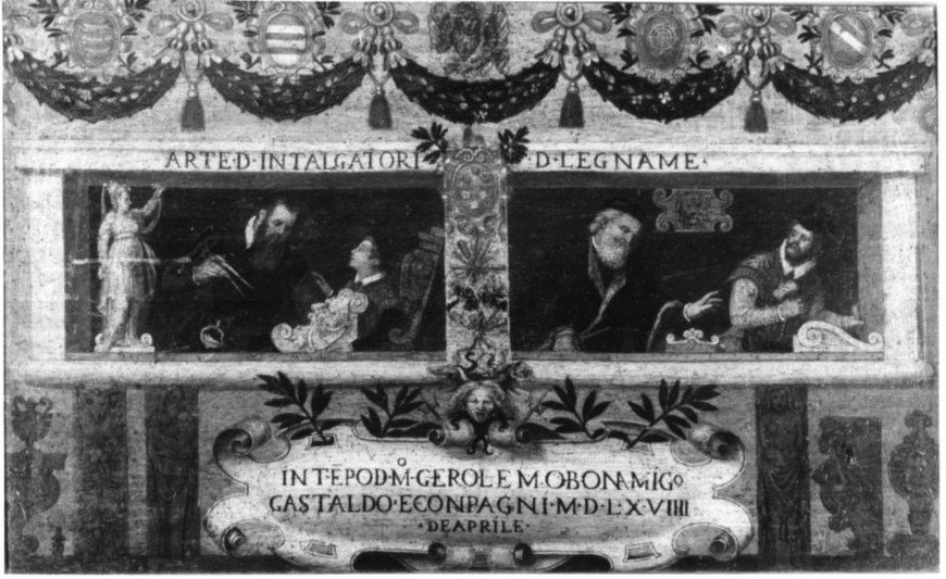 insegna dell'arte degli intagliatori, insegna di un'arte (dipinto, opera isolata) - ambito veneto (terzo quarto sec. XVI)