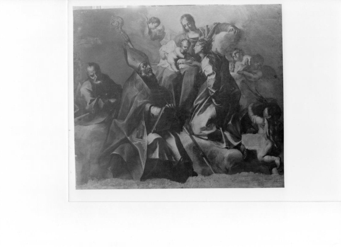 matrimonio mistico di Santa Caterina d'Alessandria con Sant'Agostino e San Giuseppe, matrimonio mistico di Santa Caterina d'Alessandria (dipinto, opera isolata) - ambito veneto (sec. XVIII)