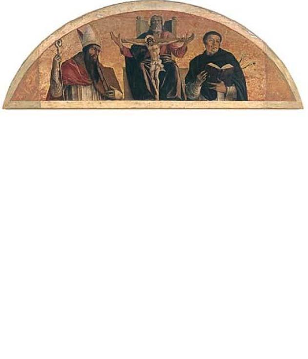 Trittico della Natività, Trinita' tra i Santi Domenico e Ubaldo (dipinto, elemento d'insieme) di Bellini Giovanni detto Giambellino, Bellini Gentile, Bellini Jacopo (secc. XV/ XVI)