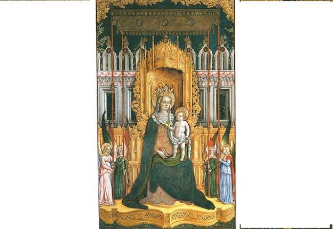 Madonna in trono con Bambino (dipinto, opera isolata) di Vivarini Antonio, Giovanni d'Alemagna (sec. XV)