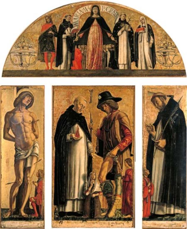 San Sebastiano (dipinto, elemento d'insieme) di Andrea da Murano (sec. XV)