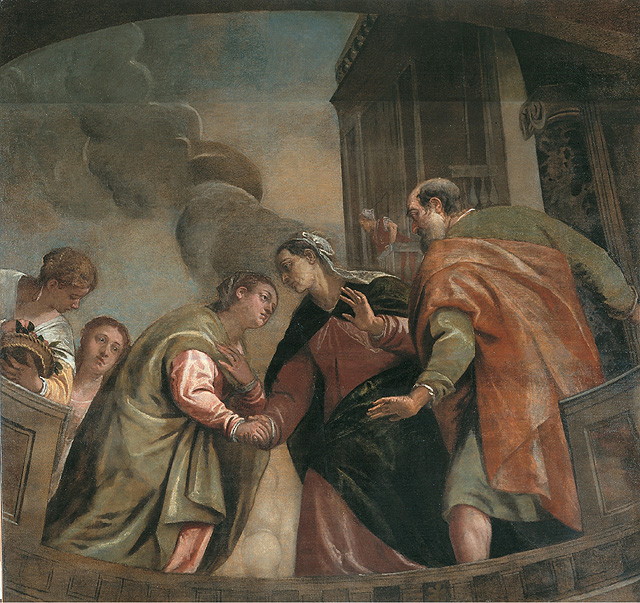 visitazione (dipinto, opera isolata) di Caliari Paolo detto Veronese (bottega) (terzo quarto sec. XVI)
