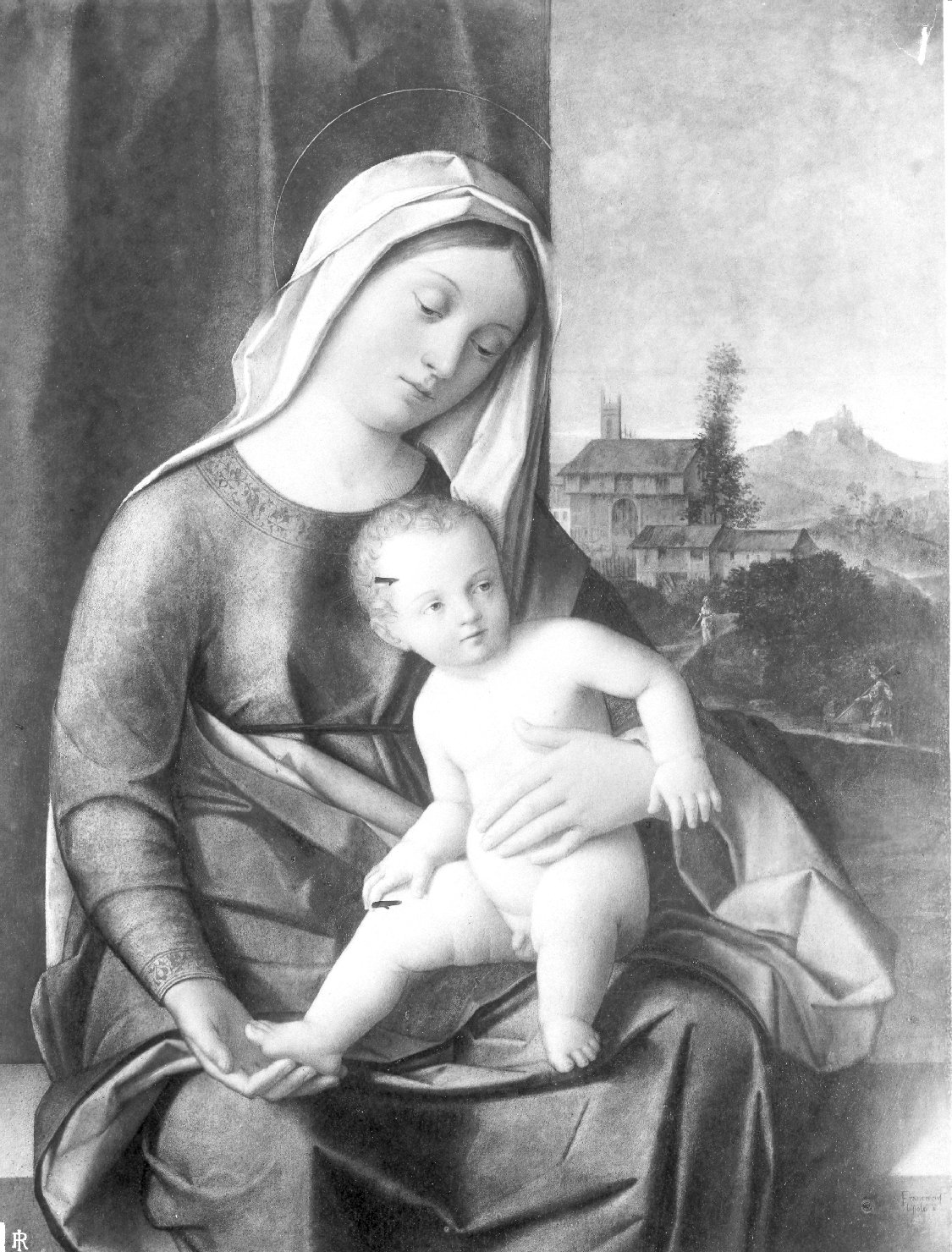 Madonna con Bambino (dipinto, opera isolata) di Bissolo Francesco (attribuito) (secc. XV/ XVI)