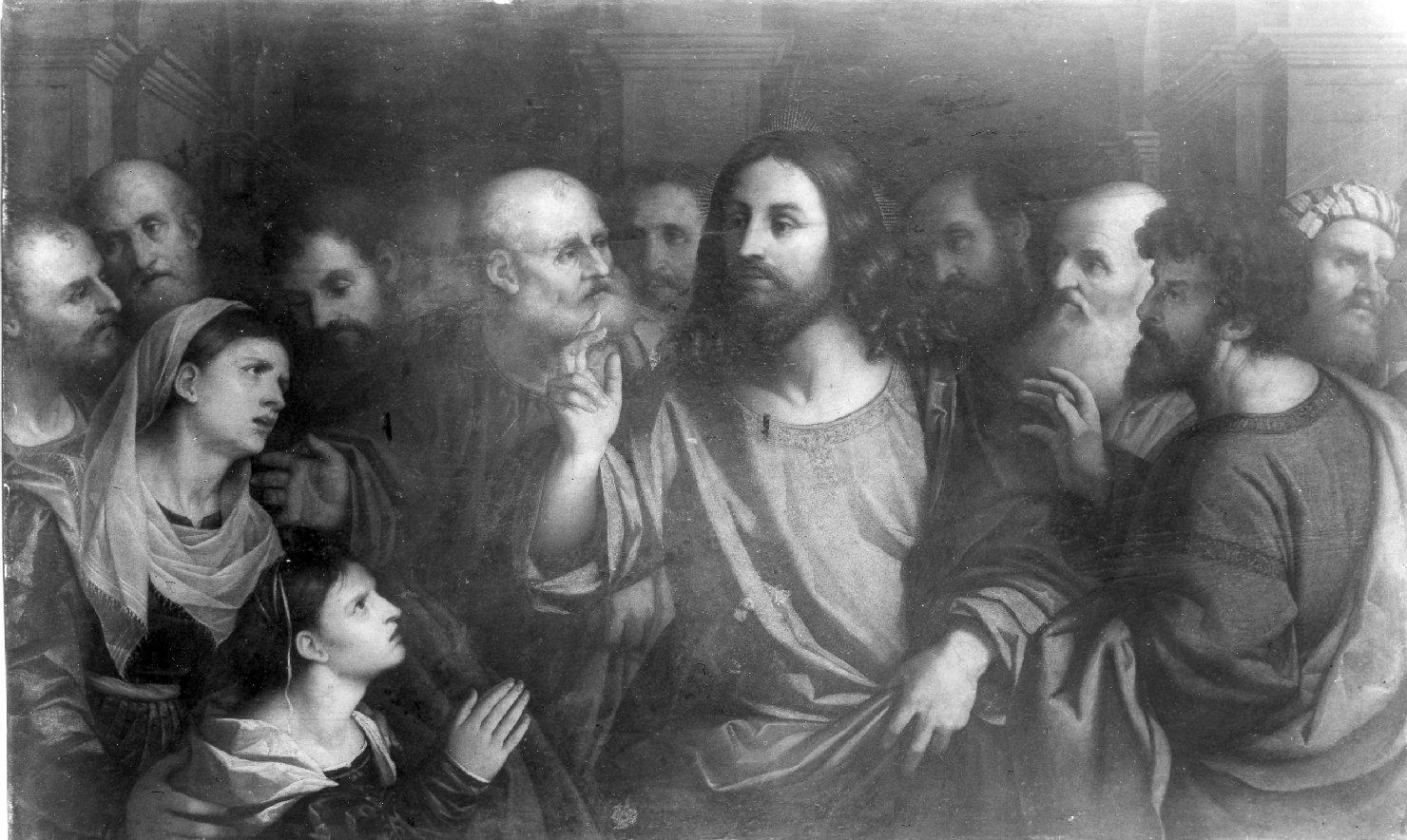 Cristo guarisce la figlia della cananea (dipinto) di Negretti Iacopo detto Palma il Vecchio (secc. XV/ XVI)