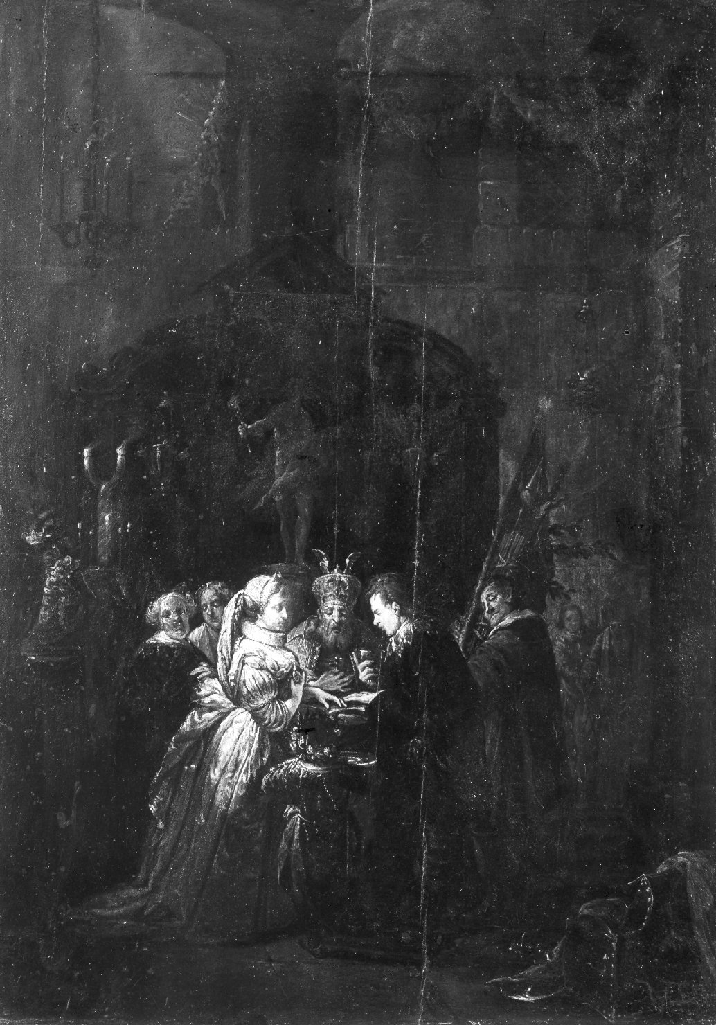 Cerimonia nuziale ebraica (dipinto) di Rembrandt van Rijn Harmenszoon (maniera) (seconda metà sec. XVII)