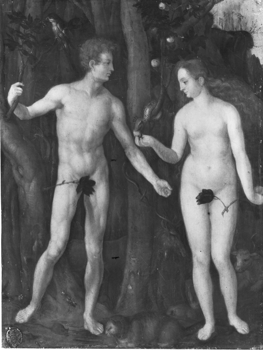 Adamo ed Eva nel paradiso terrestre (dipinto) di Durer Albrecht (maniera) (seconda metà sec. XVI)