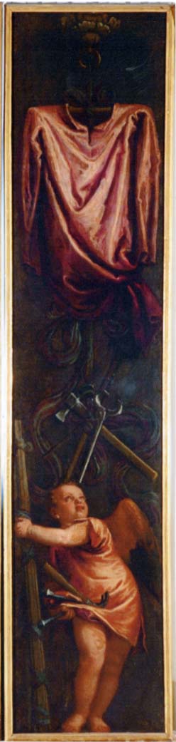 angelo con strumenti della passione (dipinto) di Caliari Carlo detto Caliari Carletto (ultimo quarto sec. XVI)