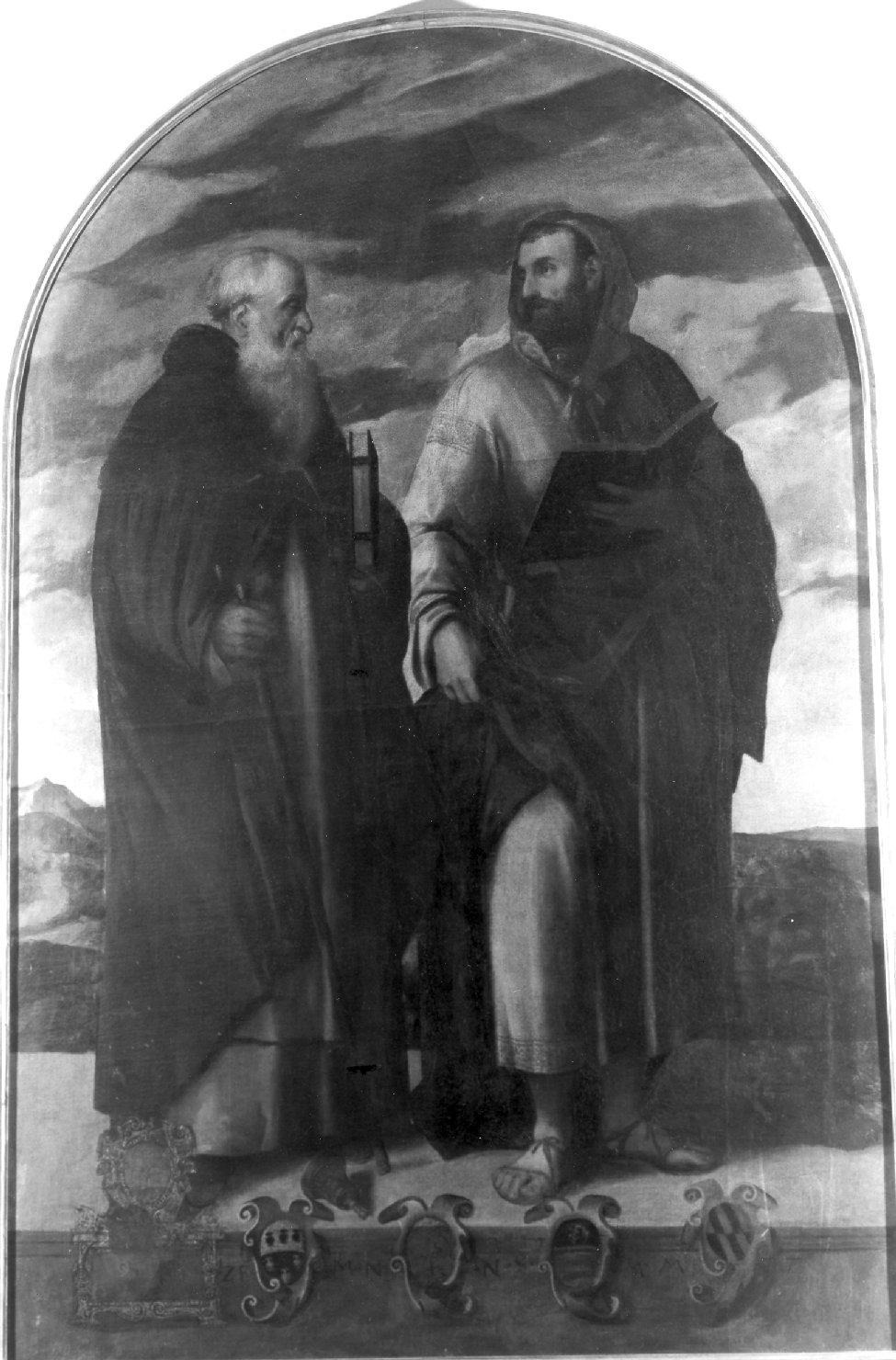 San Marco e Sant'Antonio Abate (dipinto) di De' Pitati Bonifacio detto Bonifacio Veronese (bottega) (sec. XVI)