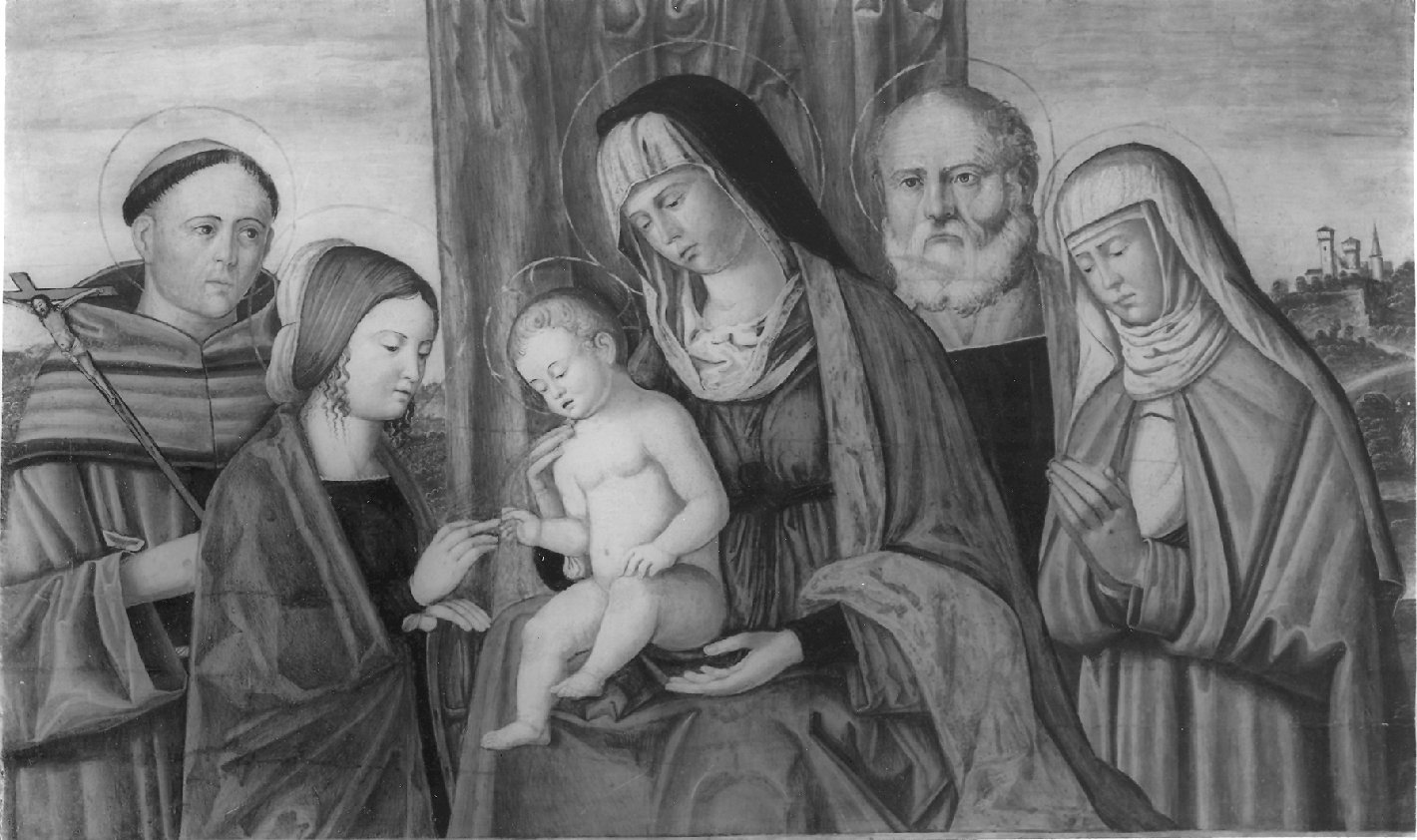 matrimonio mistico di Santa Caterina d'Alessandria (dipinto, opera isolata) di Bernardino da Brescia (fine/inizio secc. XV/ XVI)