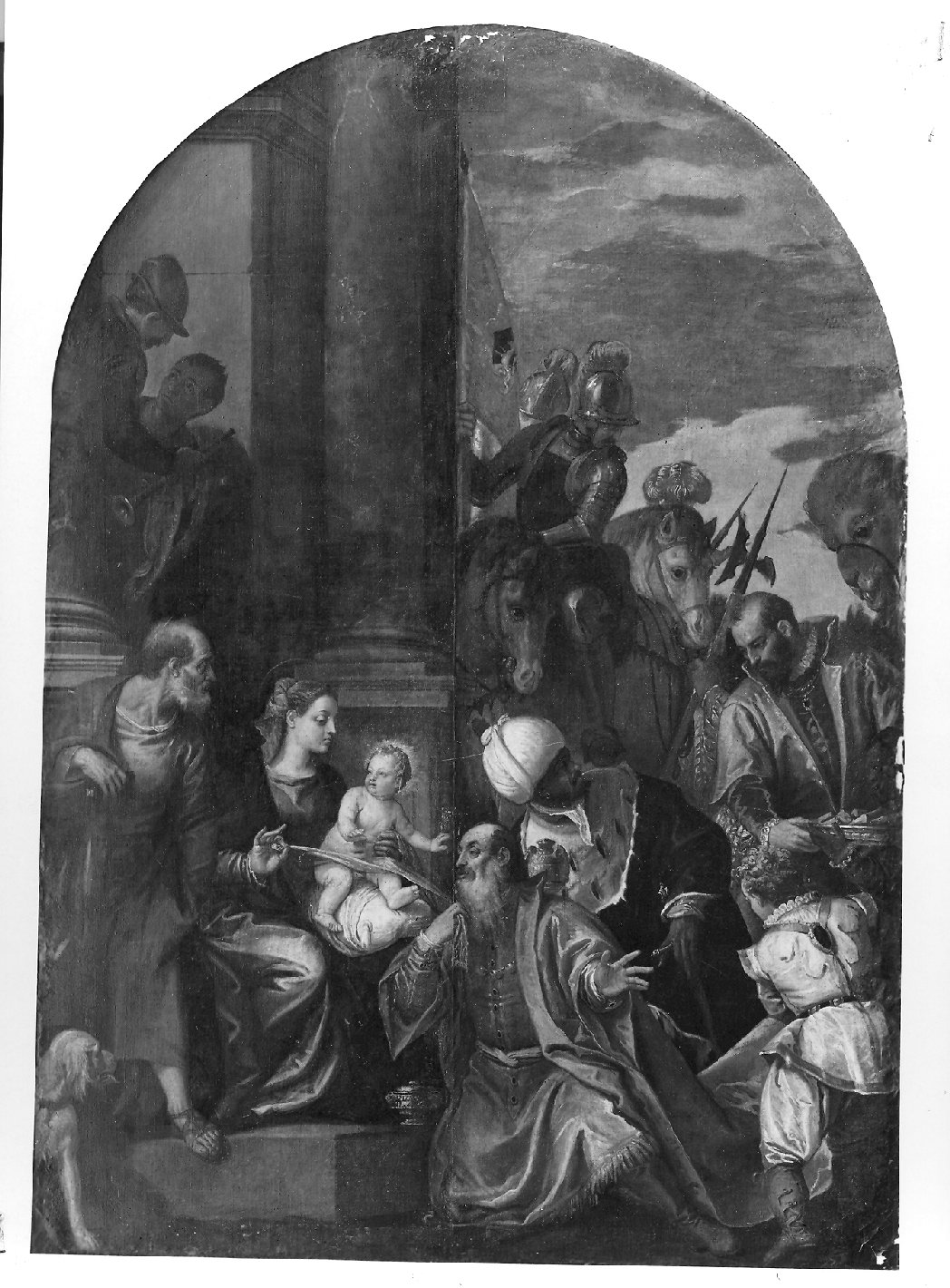 adorazione dei Re Magi (dipinto, opera isolata) di Caliari Paolo detto Veronese (scuola) (ultimo quarto sec. XVI)
