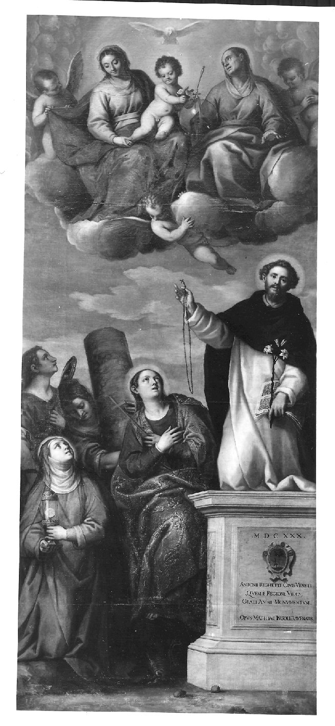 Madonna in trono con bambino, SS.Anna, Andrea, Domenico, Chiara e Margherita (dipinto, opera isolata) di Ingoli Matteo (attribuito) (sec. XVII)