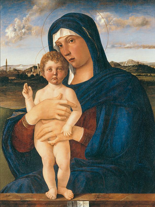 Madonna col Bambino in piedi benedicente (Madonna Contarini), Madonna con Bambino (dipinto, opera isolata) di Bellini Giovanni detto Giambellino (secc. XV/ XVI)