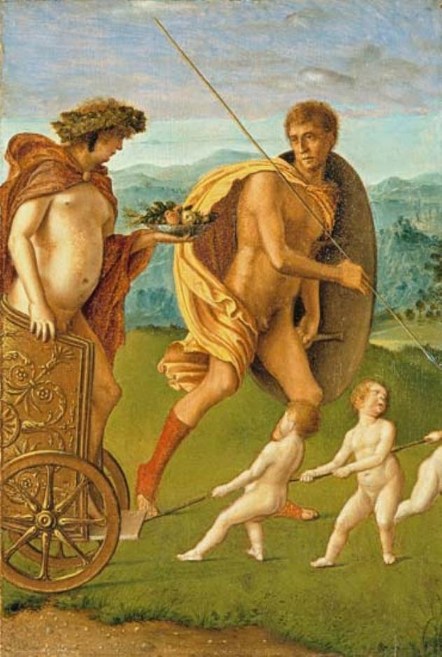 scena allegorica (dipinto, elemento d'insieme) di Bellini Giovanni detto Giambellino (cerchia) (secc. XV/ XVI)