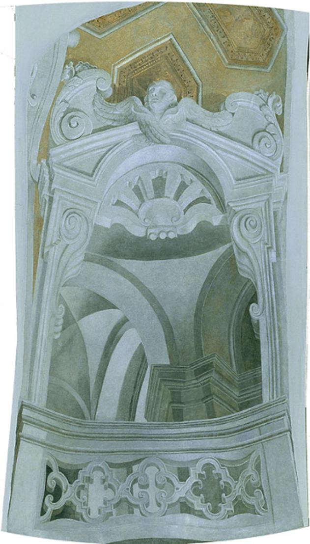 Loggia, architettura illusionistica (dipinto, opera isolata) di Tiepolo Giovanni Battista (attribuito) (sec. XVIII)