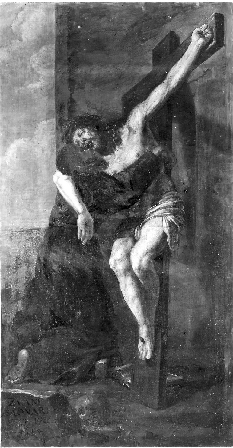 Cristo crocifisso con San Francesco di Paola (dipinto, opera isolata) - ambito genovese (prima metà sec. XVII)