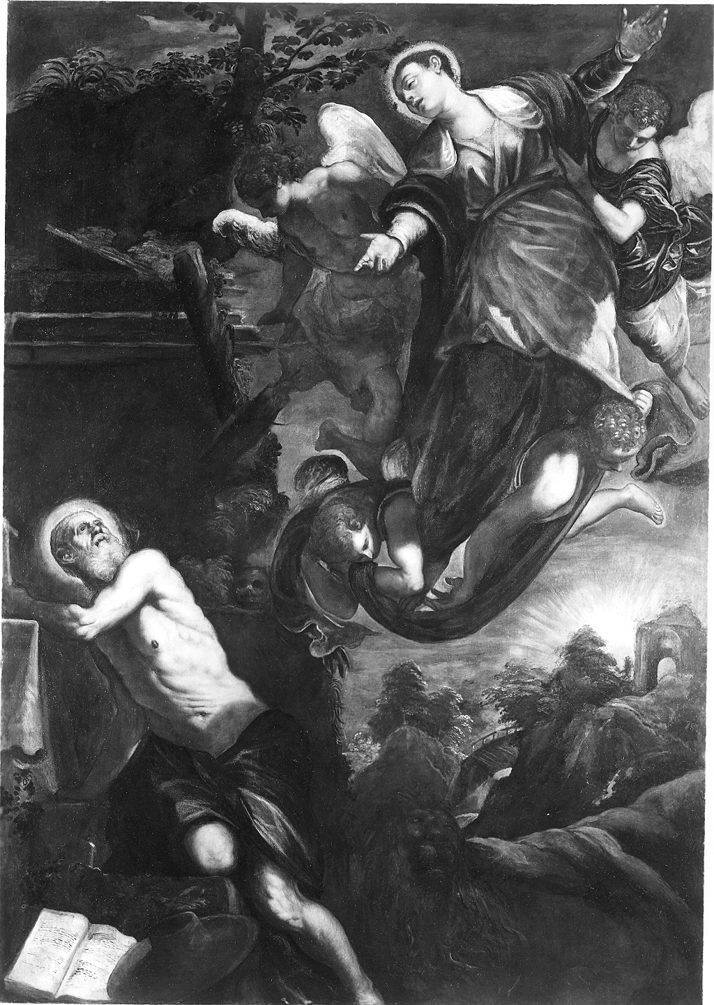 Apparizione della Vergine a San Girolamo (dipinto, opera isolata) di Robusti Jacopo detto Jacopo Tintoretto (sec. XVI)