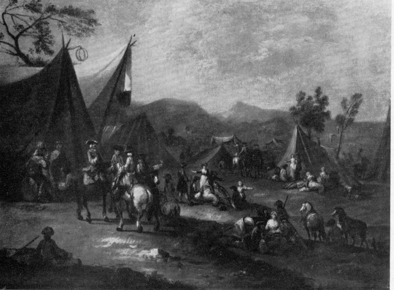 Accampamento militare (dipinto, opera isolata) di Zais Giuseppe (e aiuti) (sec. XVIII)