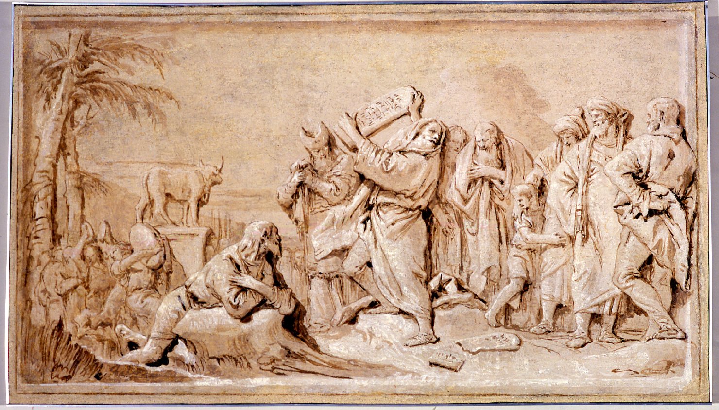 Mosè con le tavole della legge (dipinto, complesso decorativo) di Tiepolo Giandomenico (attribuito) (seconda metà sec. XVIII)