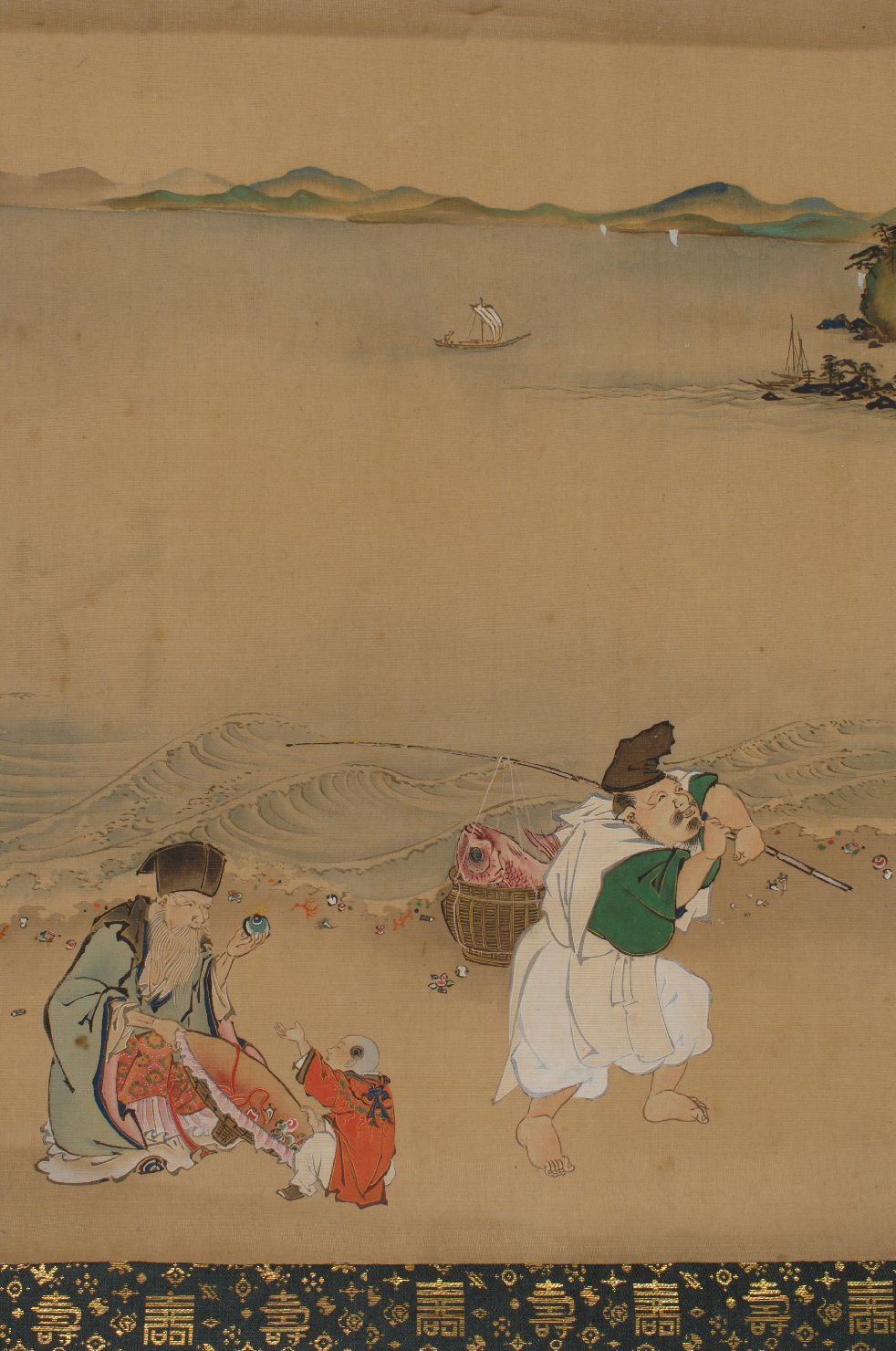 Le Sette Divinità della Fortuna sulla spiaggia nella baia di Sagami, Le Sette Divinità della Fortuna (dipinto) di Hokuba (prima metà sec. XIX)