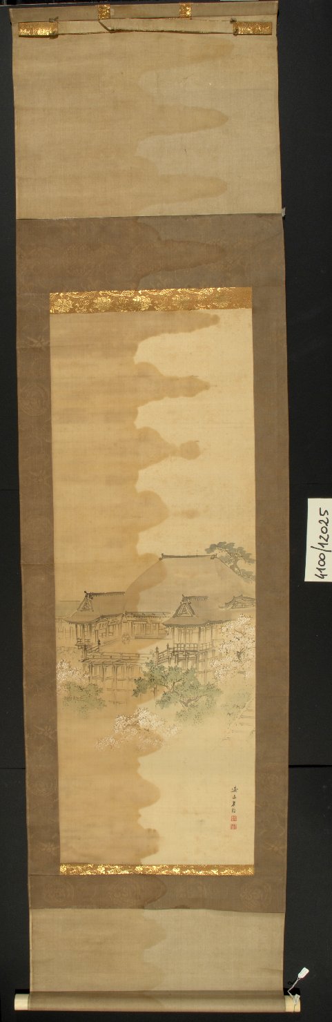 Il Kiyomizudera tra ciliegi in fiore, Tempio buddhista (dipinto) di Renzan Gantoku (sec. XIX)