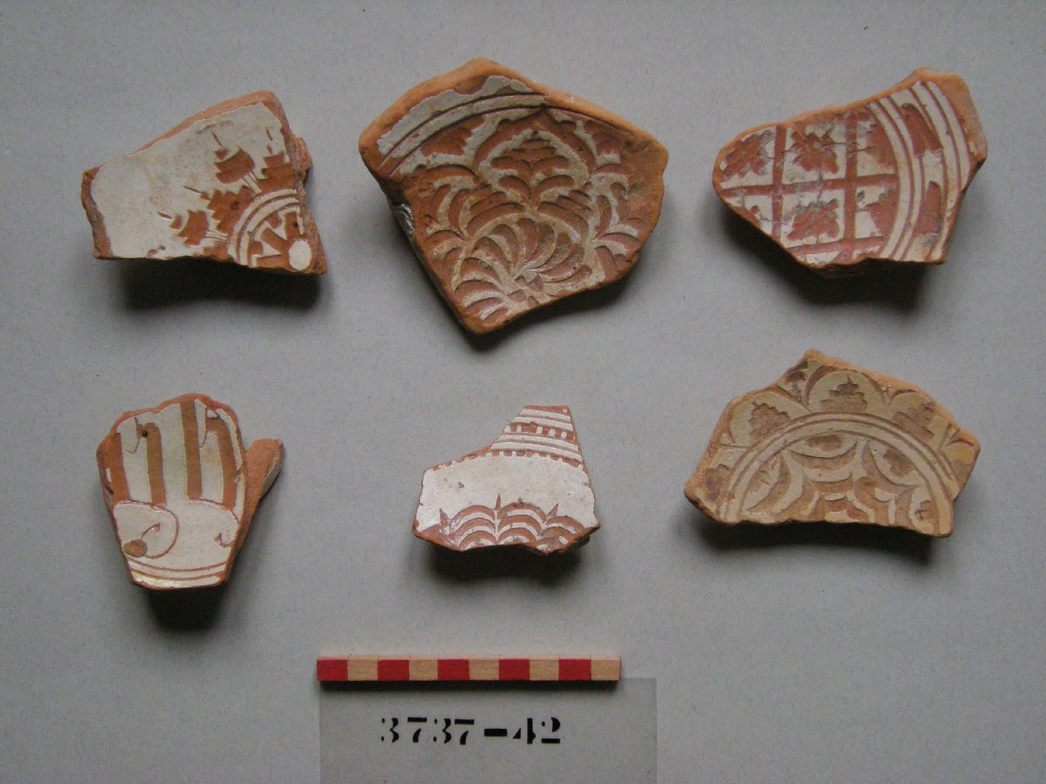 motivi decorativi geometrici e vegetali (piatto, frammento) - ambito veneziano (sec. XVI)