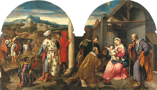 adorazione dei Re Magi (dipinto, opera isolata) di De' Pitati Bonifacio detto Bonifacio Veronese (sec. XVI)