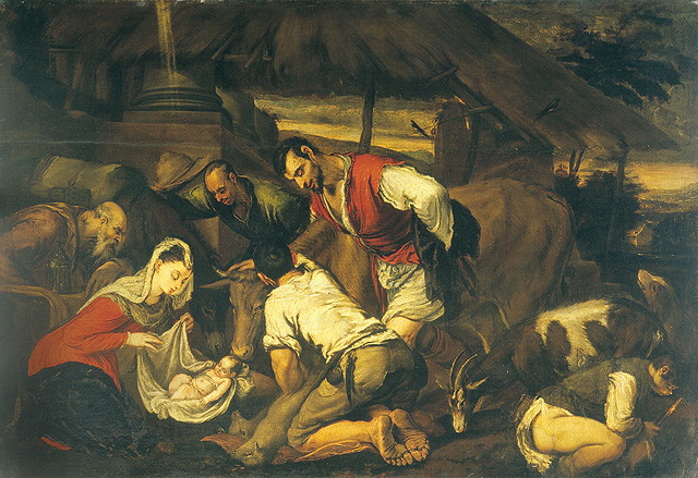 adorazione dei pastori (dipinto, opera isolata) di Da Ponte Jacopo detto Jacopo Bassano (primo quarto sec. XVII)