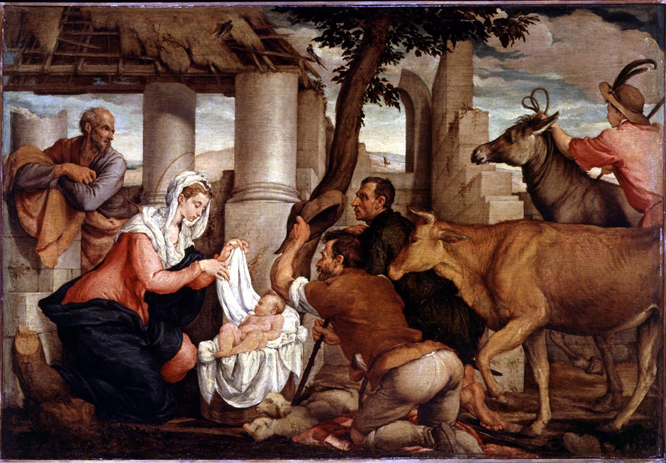 adorazione dei pastori (dipinto) di Da Ponte Jacopo detto Jacopo Bassano (sec. XVI)