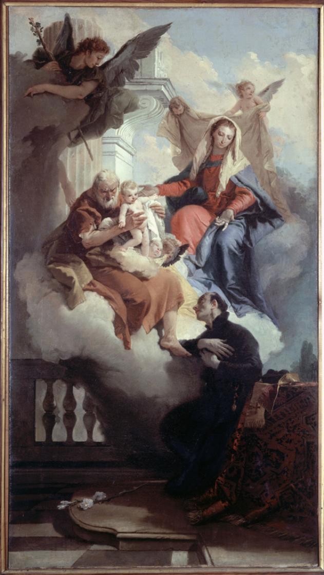 Apparizione della Sacra Famiglia a San Gaetano, apparizione della Sacra Famiglia a San Gaetano da Thiene (dipinto) di Tiepolo Giovanni Battista (sec. XVIII)