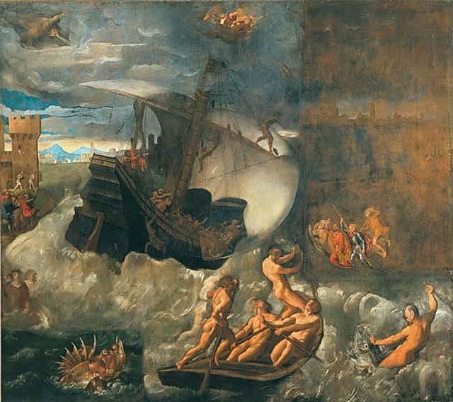 burrasca di mare (dipinto, opera isolata) di Negretti Iacopo detto Palma il Vecchio, Bordone Paris (sec. XVI)