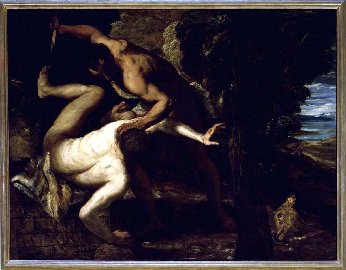 Caino e Abele (dipinto) di Robusti Jacopo detto Jacopo Tintoretto (sec. XVI)