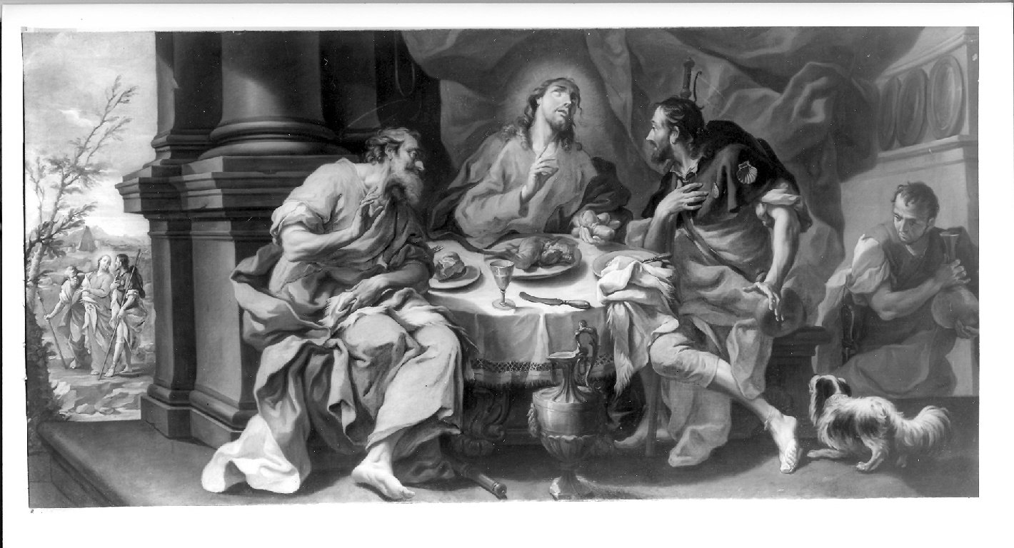 cena in Emmaus (dipinto) di Pittoni Giovanni Battista (attribuito) (sec. XVIII)