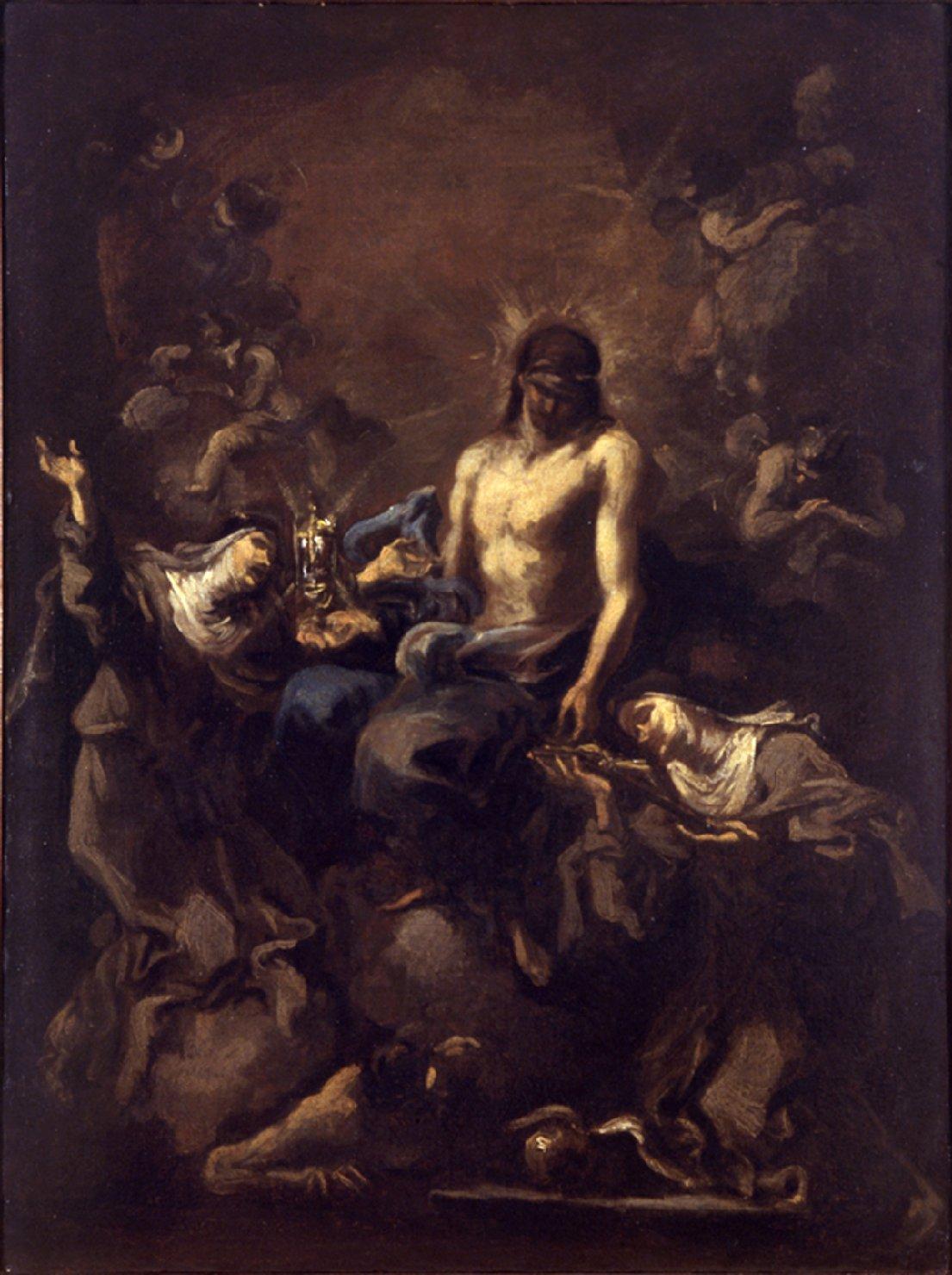 Cristo in gloria adorato da due monache (dipinto) di Magnasco Alessandro (sec. XVIII)