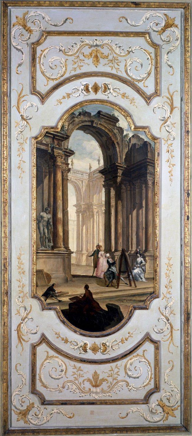 Decorazione di porta: la pittura, trionfo della Pittura (dipinto) di Gandini Saverio, Scalvini Pietro (sec. XVIII)