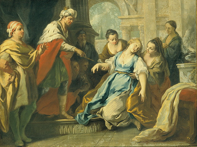 Ester e Assuero (dipinto) di Amigoni Jacopo (bottega) (sec. XVIII)