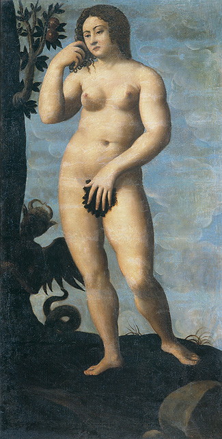 Eva (dipinto, opera isolata) di Vecellio Tizianello detto Tizianello (attribuito) (secc. XVI/ XVII)