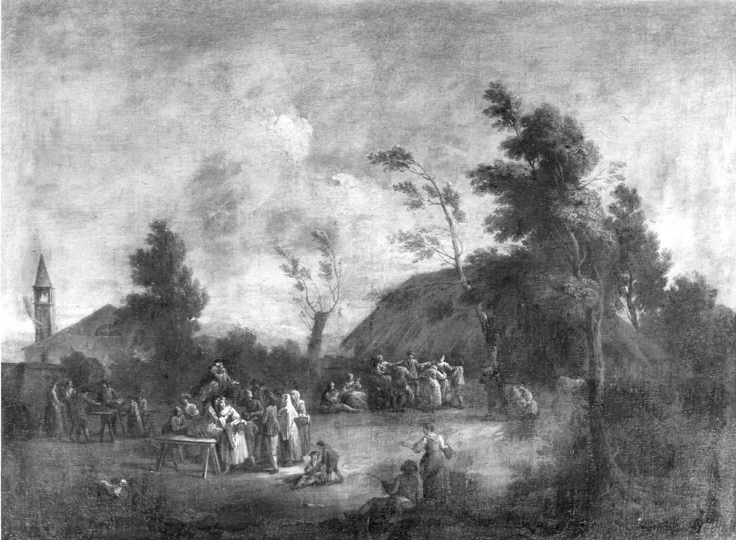 Festa campestre, paesaggio con figure (dipinto) di Zais Giuseppe (attribuito) (sec. XVIII)