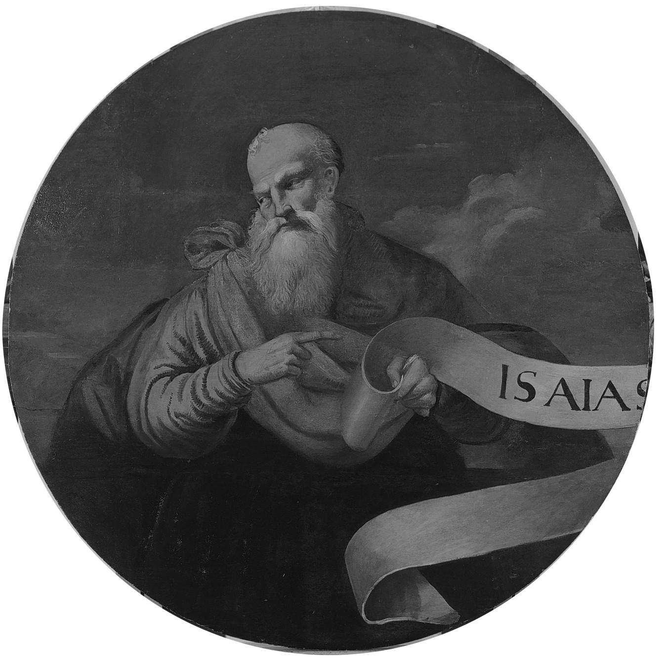Frammento di soffitto - Il Profeta Isaia, Isaia (dipinto) di Campagnola Domenico (sec. XVI)