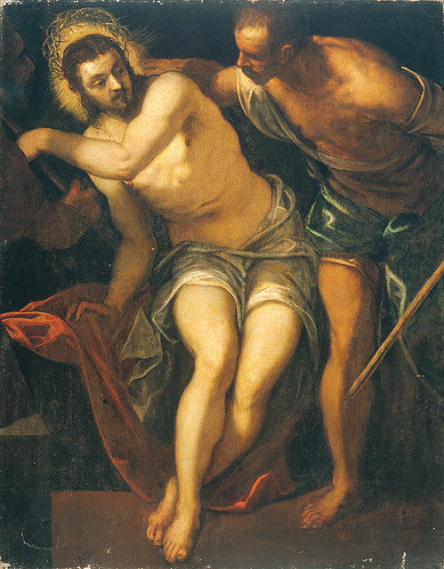 Cristo coronato di spine (dipinto, opera isolata) di Robusti Jacopo detto Jacopo Tintoretto (bottega) (seconda metà sec. XVI)