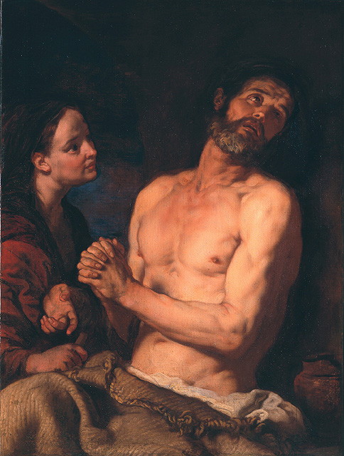 Giobbe deriso dalla moglie (dipinto, opera isolata) di Loth Johann Carl (attribuito) (terzo quarto sec. XVII)
